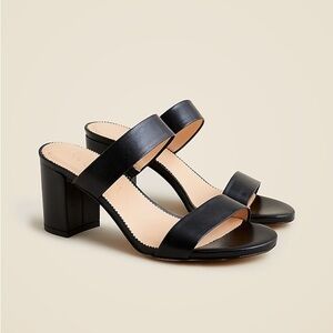 J.Crew Lucie Double-Strap Block-Heel Sandals Black Women 7 Dressy Minimalist